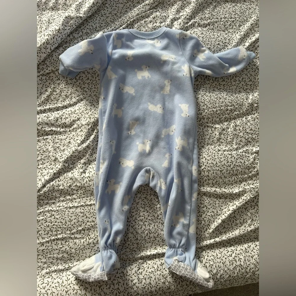Baby boy 12M blue dog footie pjs zipper